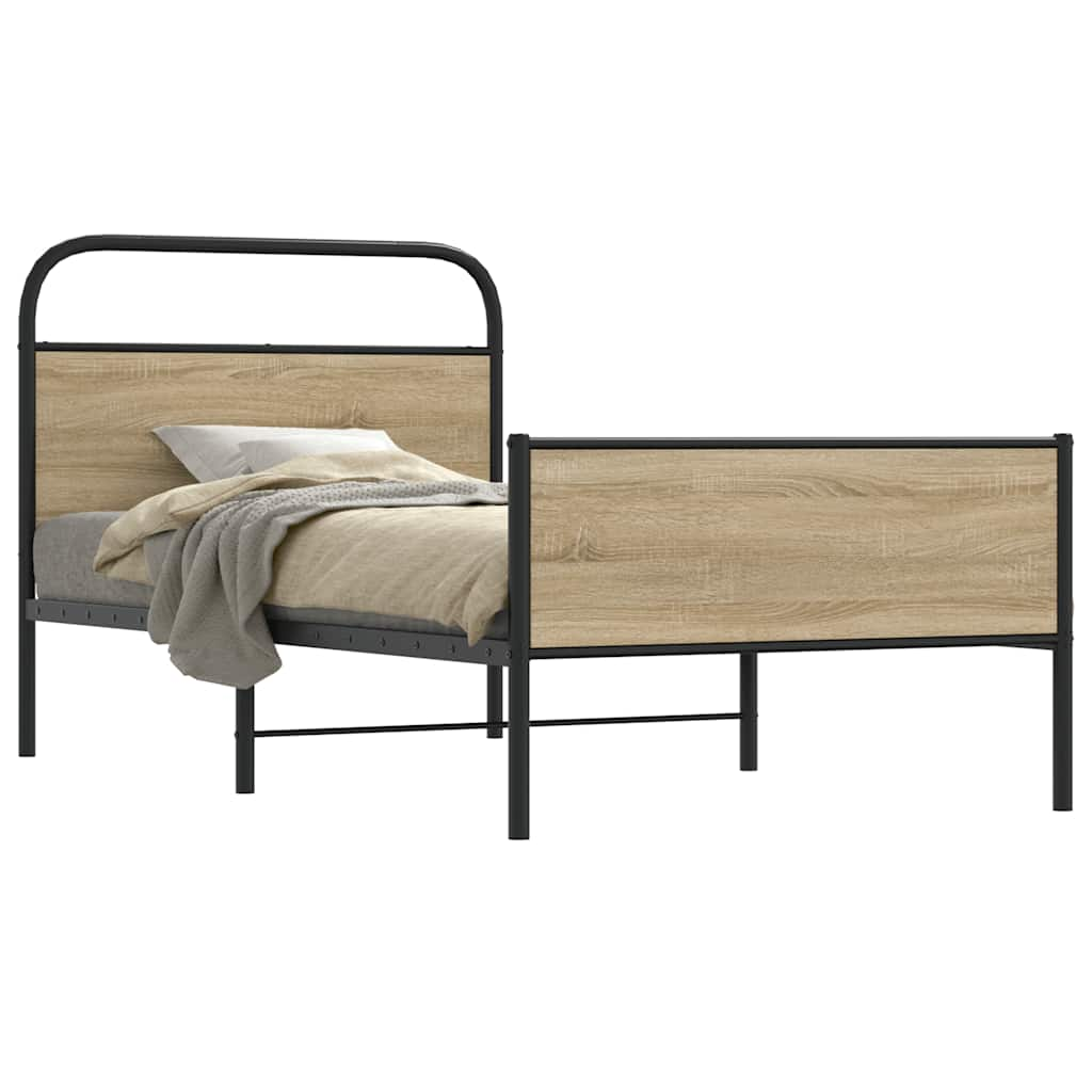 Bed frame without mattress 100x190 cm Sonoma oak wood material