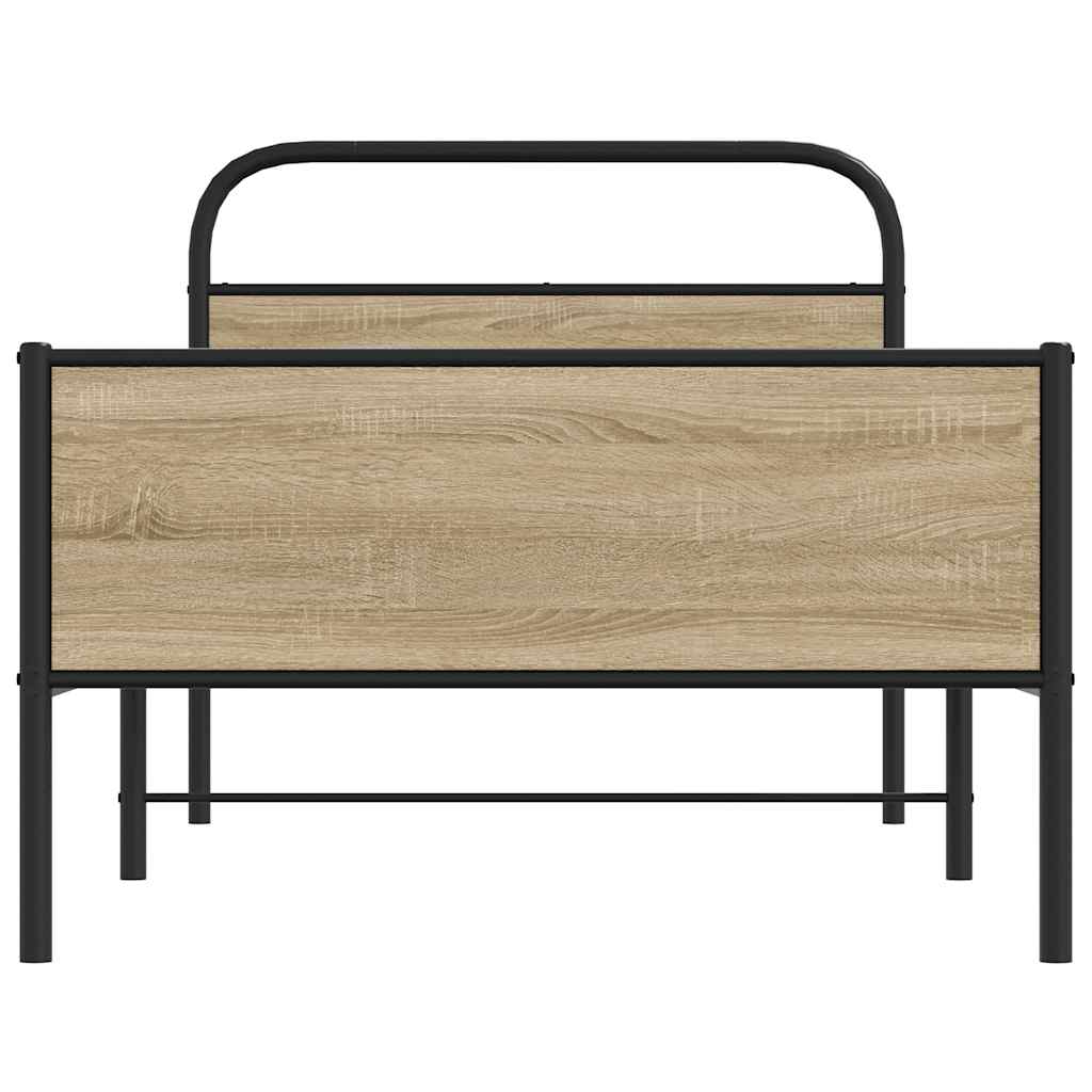 Bed frame without mattress 100x200 cm Sonoma oak wood material