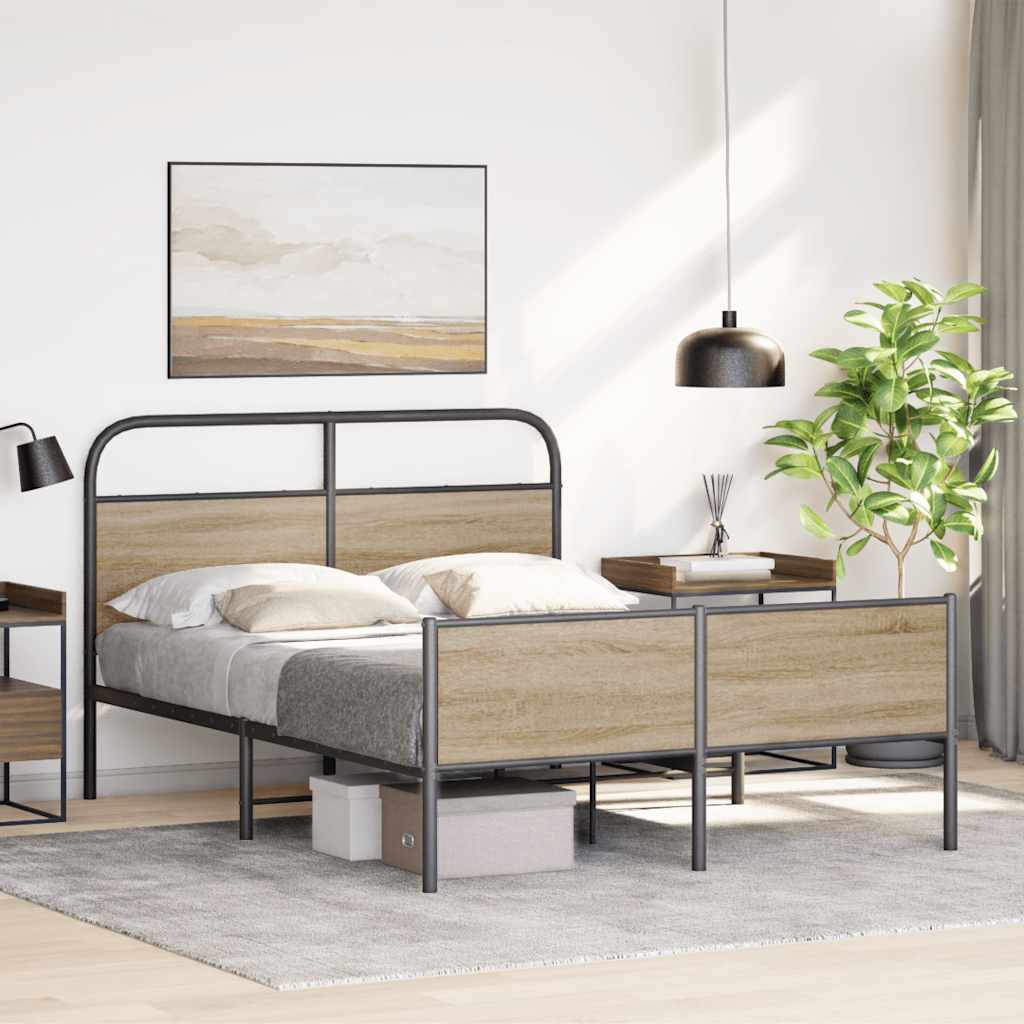 Bed frame without mattress 120x190 cm Sonoma oak wood material