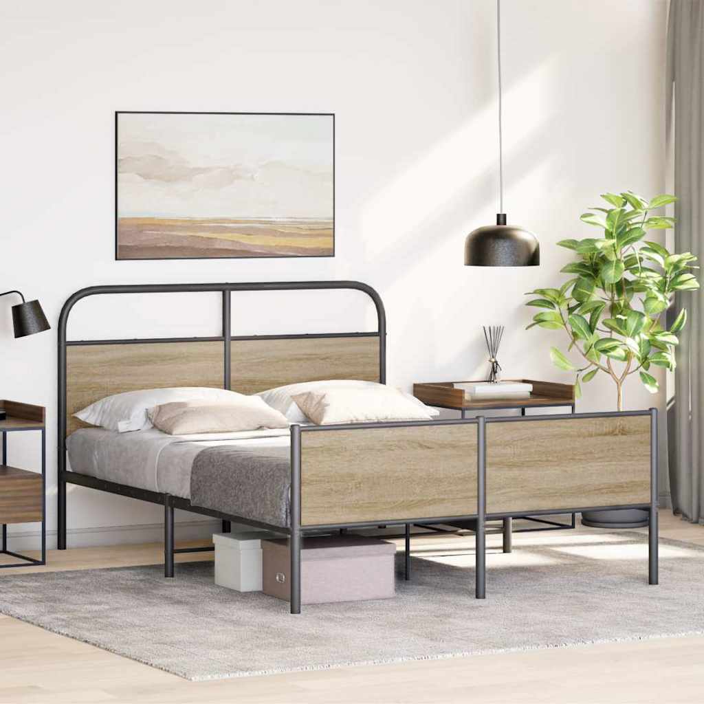 Bed frame without mattress 120x200 cm Sonoma oak wood material