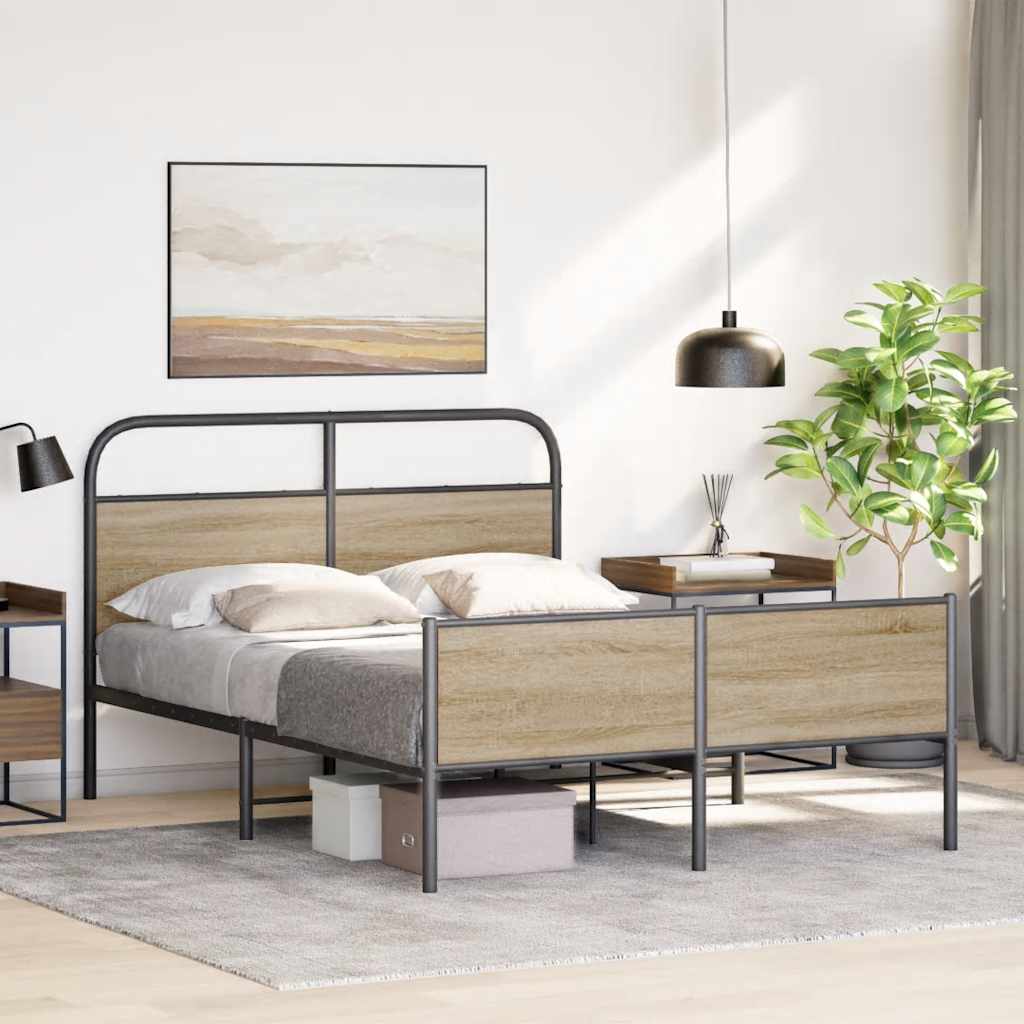 Bed frame without mattress 140x200 cm Sonoma oak wood material