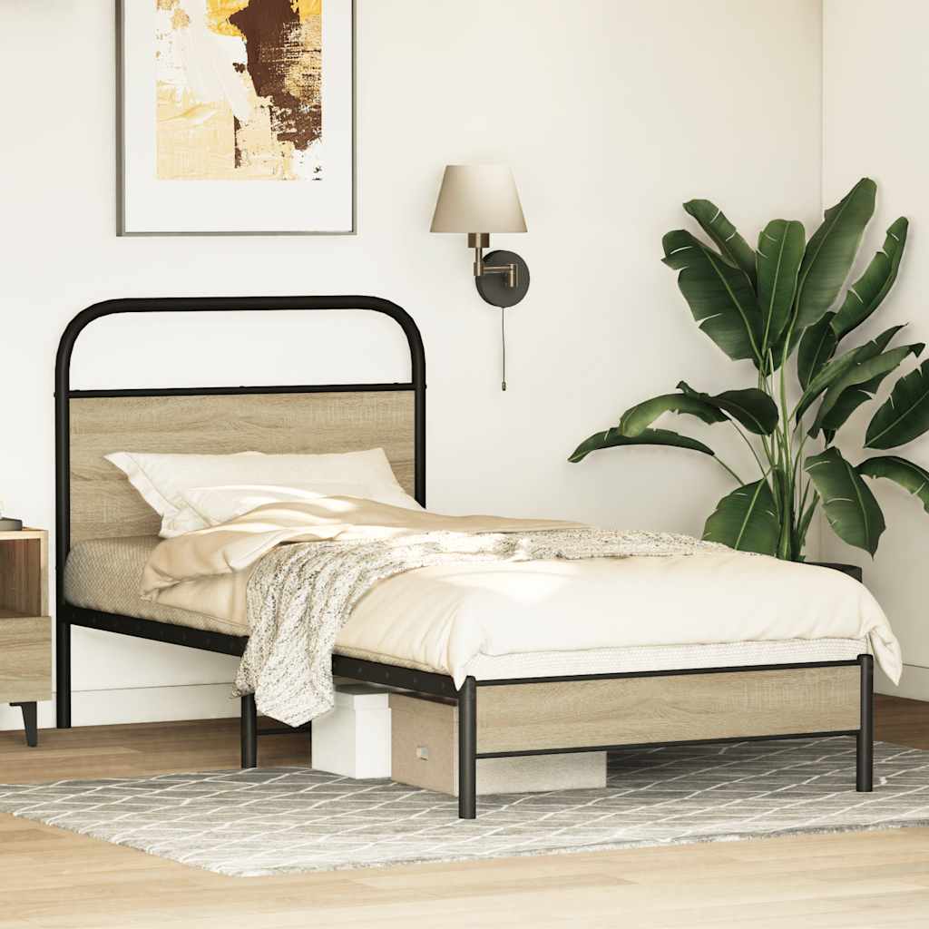 Bed frame without mattress 75x190 cm Sonoma oak wood material