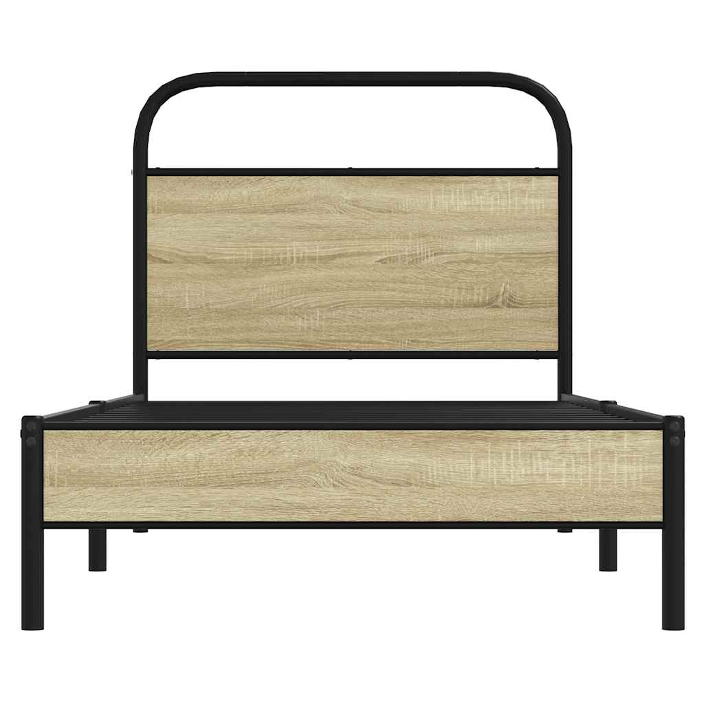 Bed frame without mattress 75x190 cm Sonoma oak wood material