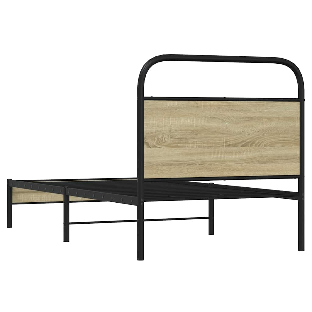 Bed frame without mattress 75x190 cm Sonoma oak wood material