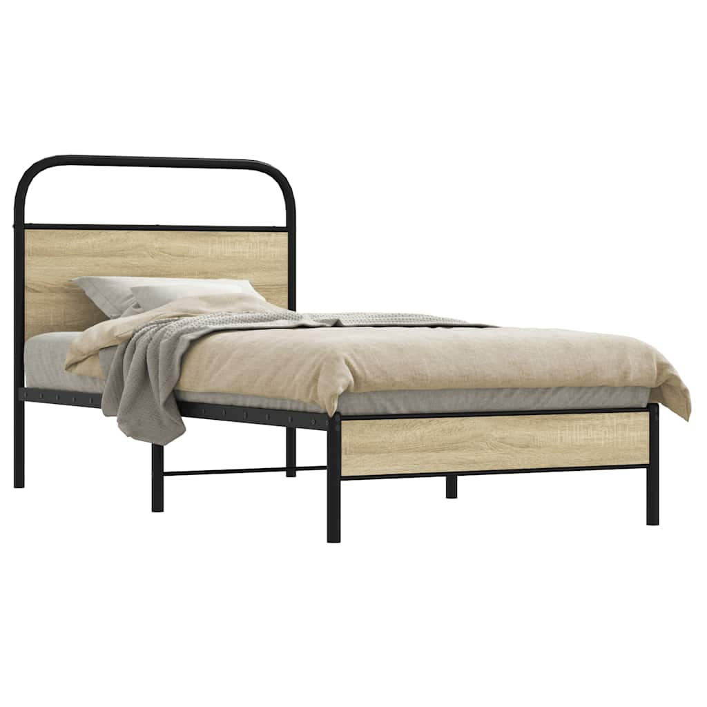 Bed frame without mattress 75x190 cm Sonoma oak wood material