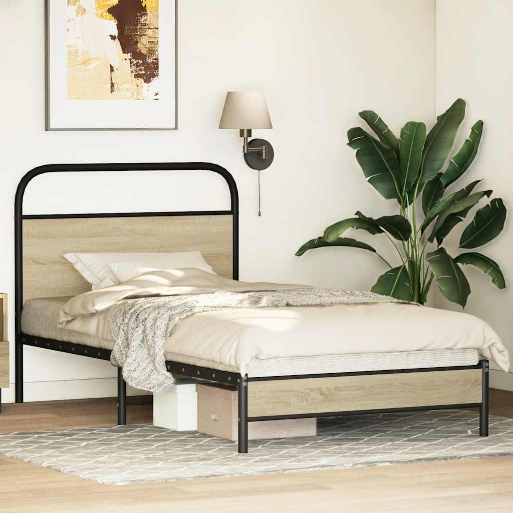 Bed frame without mattress 90x190 cm Sonoma oak wood material