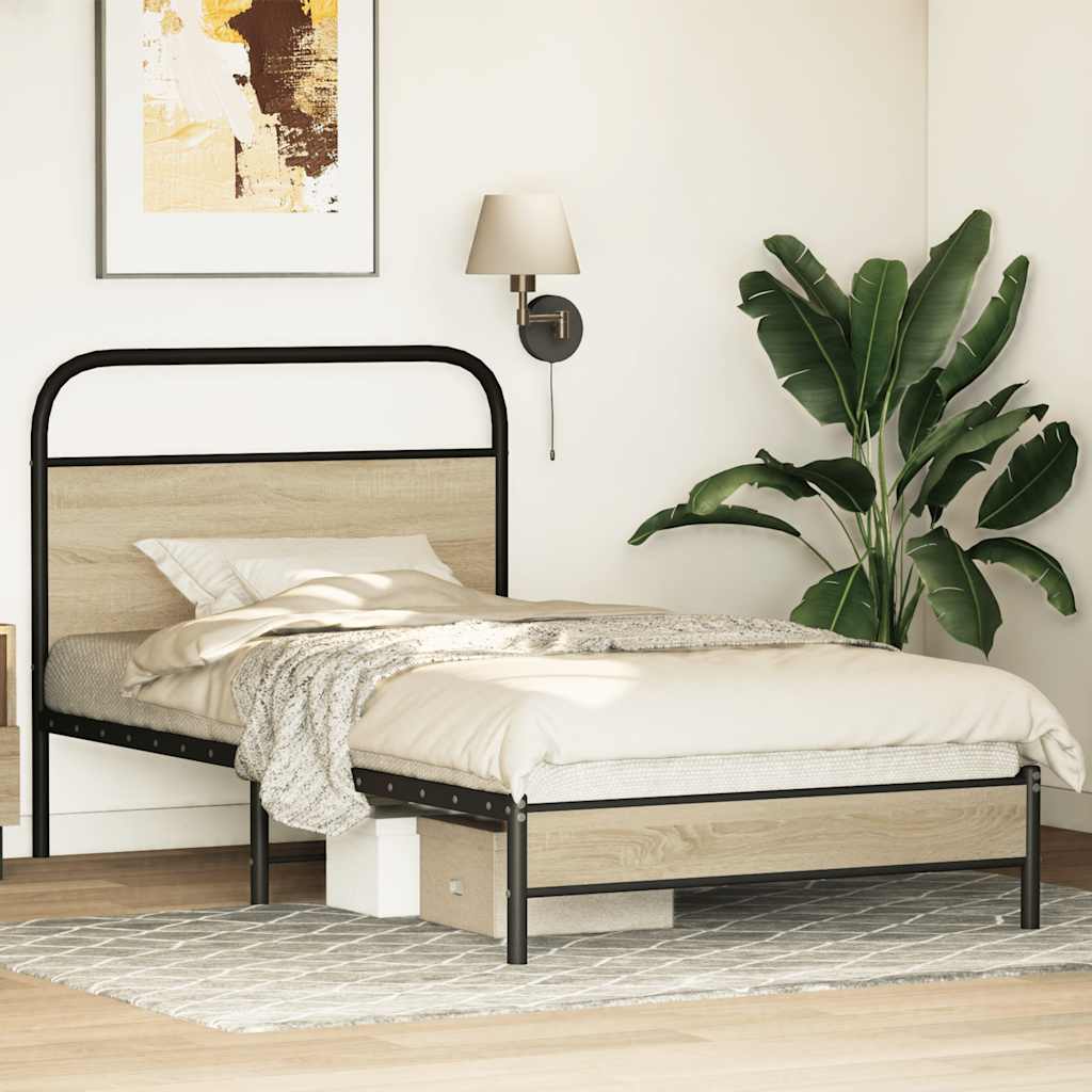 Bed frame without mattress 100x200 cm Sonoma oak wood material