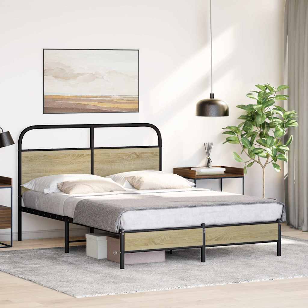 Bed frame without mattress 120x200 cm Sonoma oak wood material