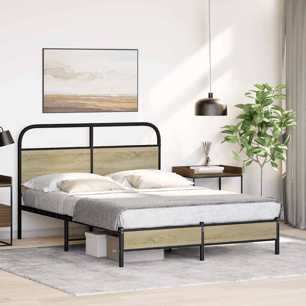 Bed frame without mattress 140x190 cm Sonoma oak wood material