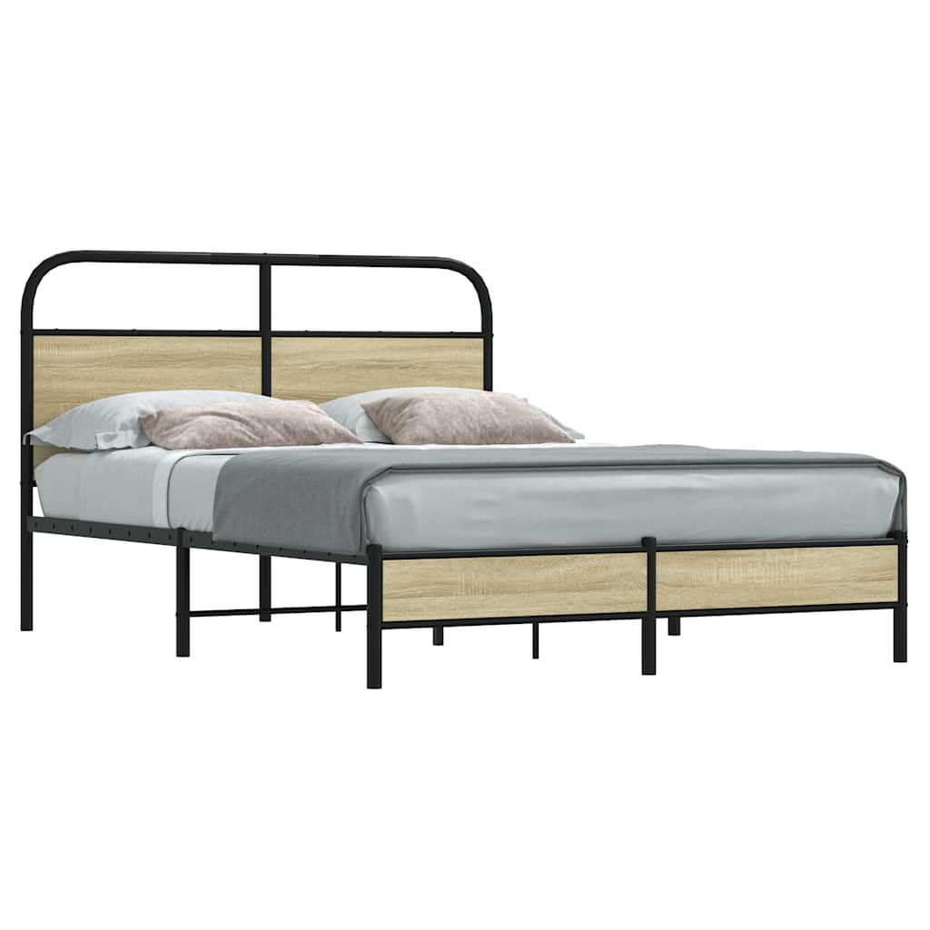 Bed frame without mattress 140x190 cm Sonoma oak wood material