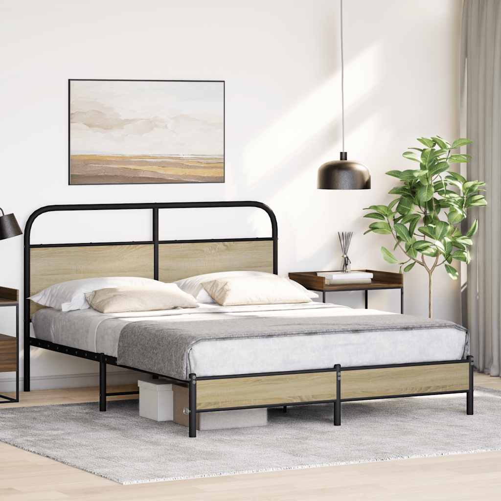 Bed frame without mattress 150x200 cm Sonoma oak wood material