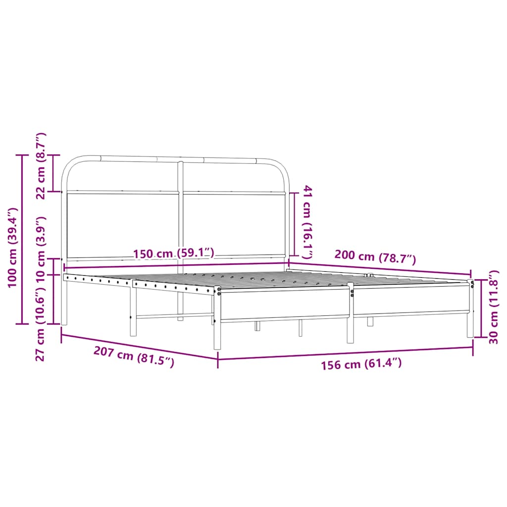 Bettgestell ohne Matratze 150x200 cm Sonoma-Eiche Holzwerkstoff