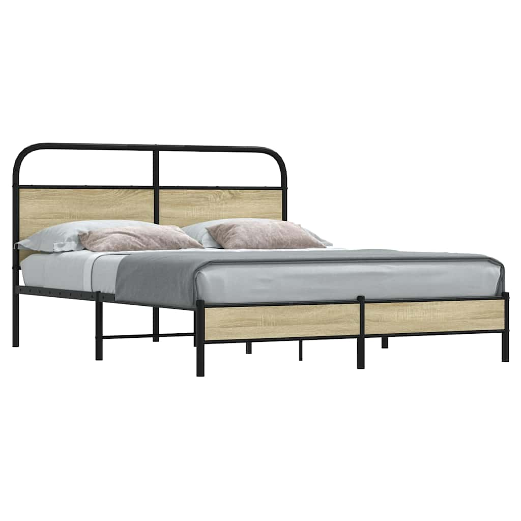 Bed frame without mattress 150x200 cm Sonoma oak wood material