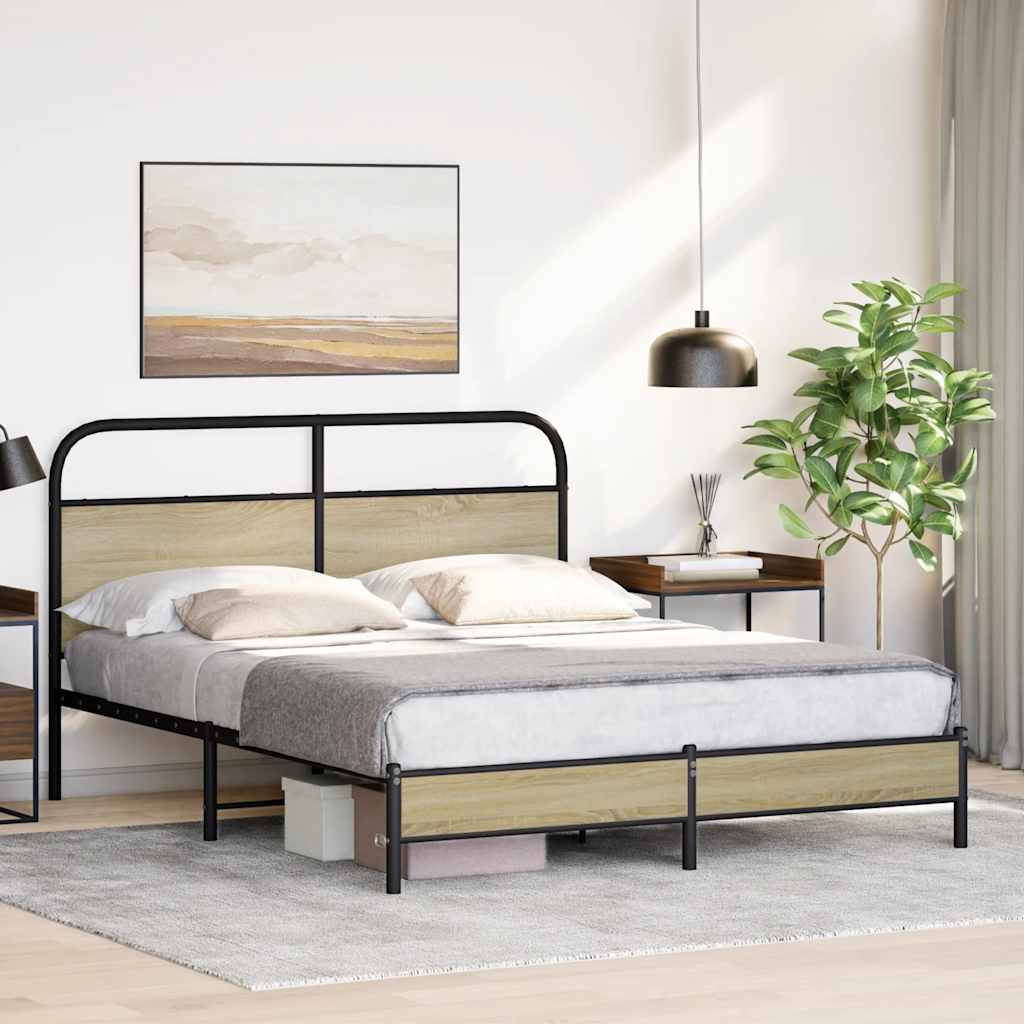 Bed frame without mattress 160x200 cm Sonoma oak wood material