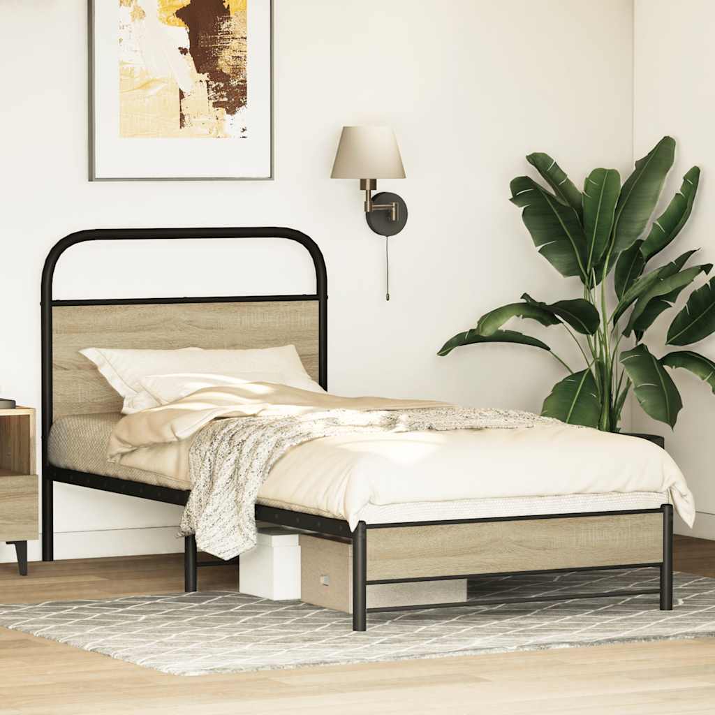 Bed frame without mattress 80x200 cm Sonoma oak wood material