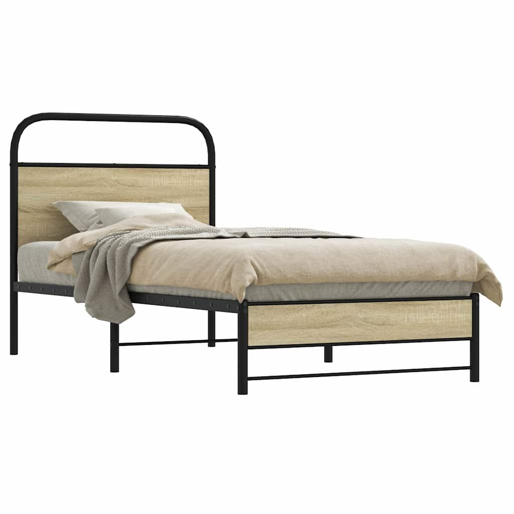 Bed frame without mattress 80x200 cm Sonoma oak wood material