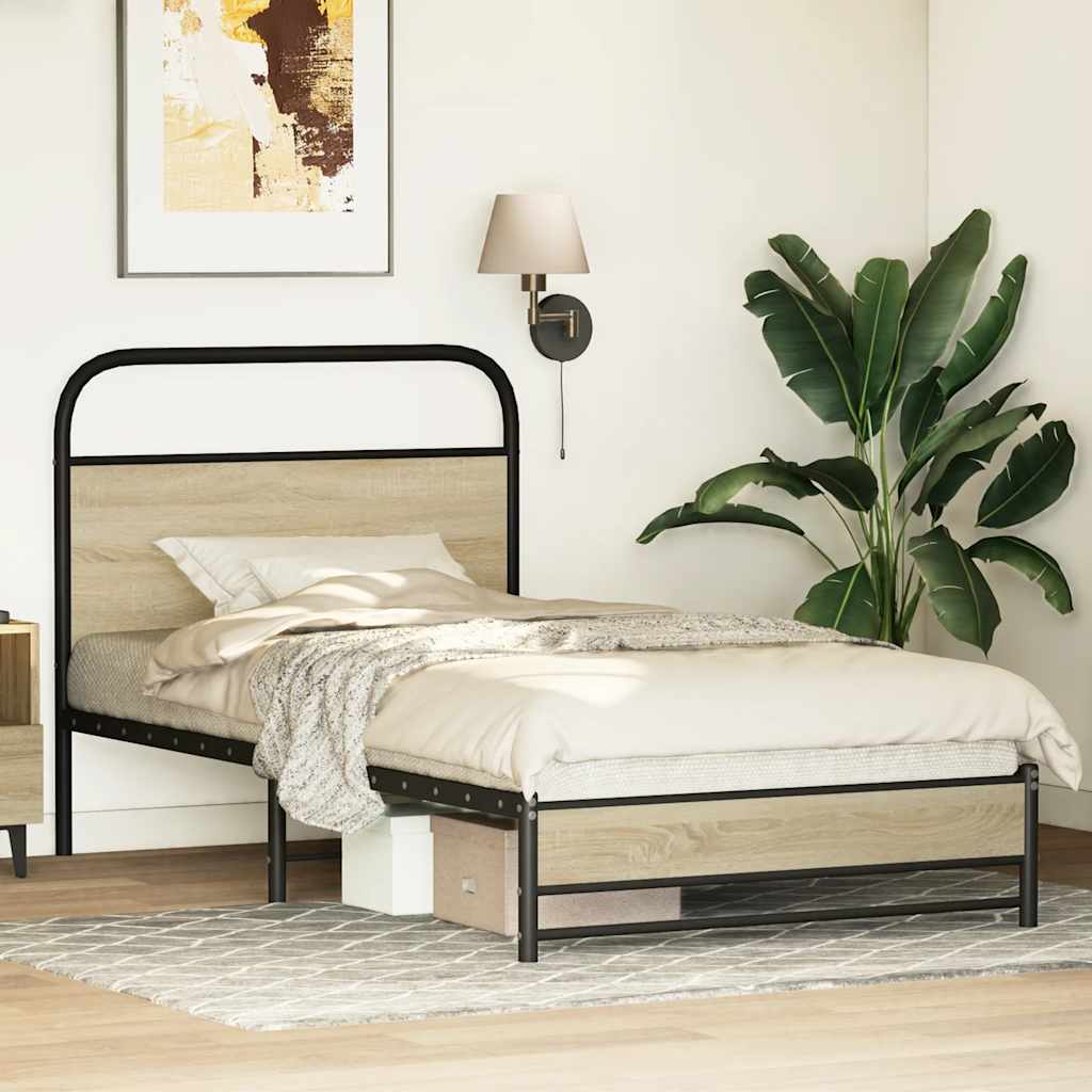 Bed frame without mattress 90x200 cm Sonoma oak wood material