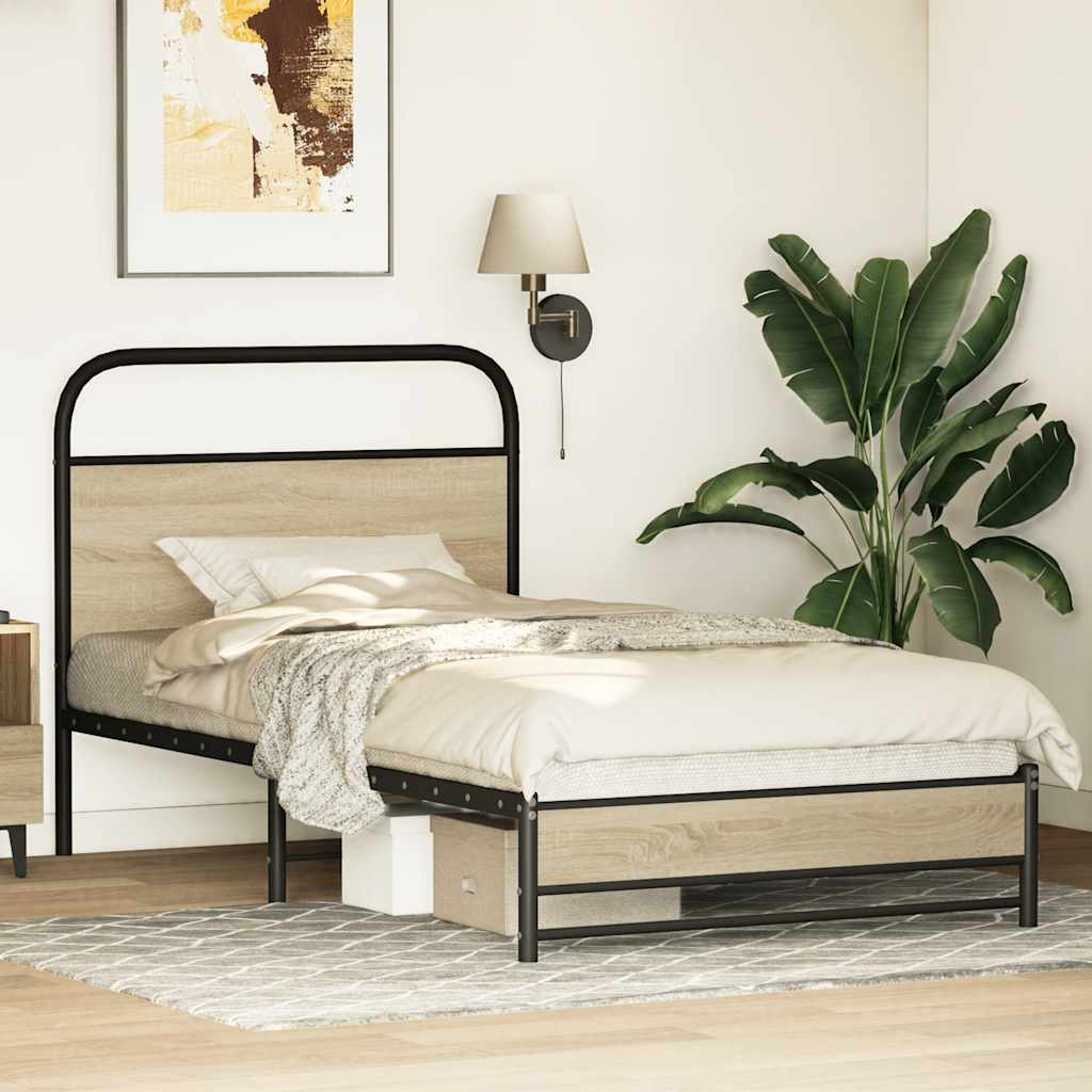 Bed frame without mattress 100x190 cm Sonoma oak wood material