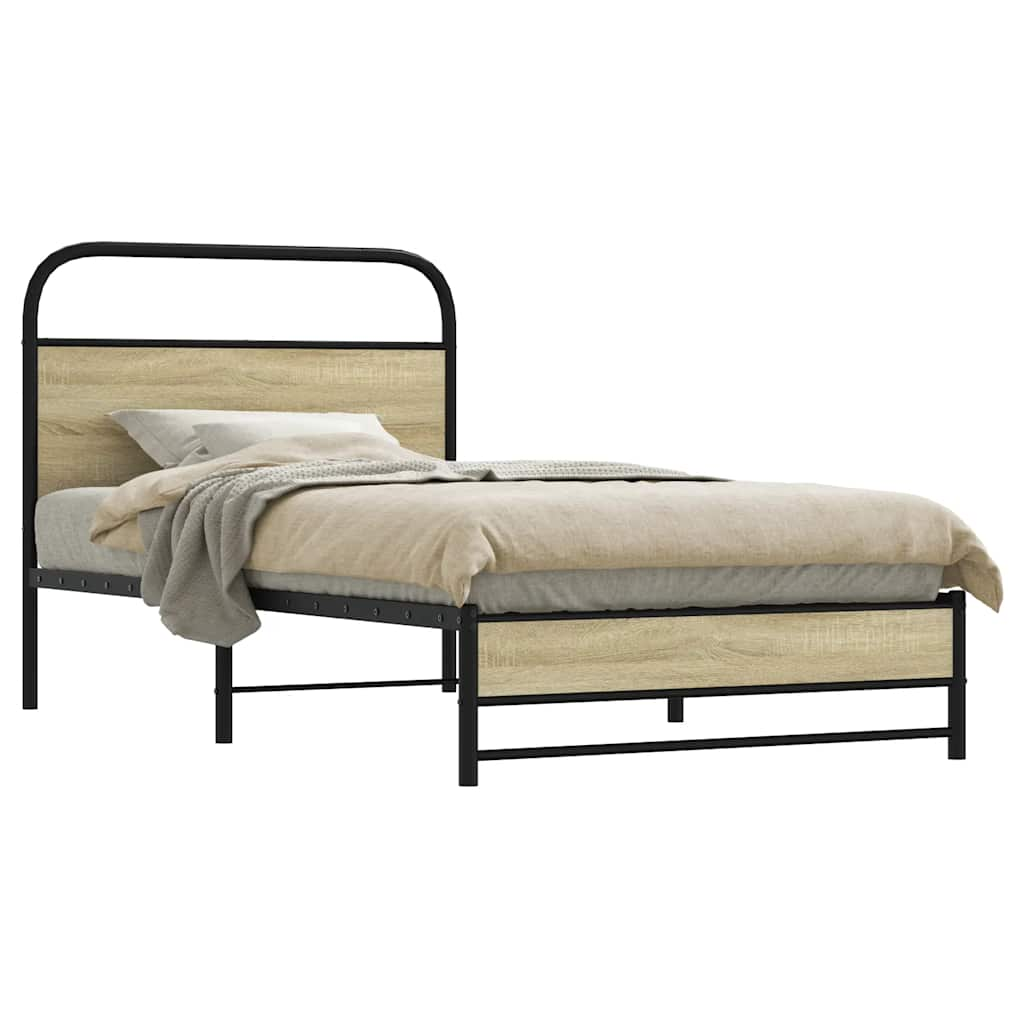 Bed frame without mattress 100x190 cm Sonoma oak wood material