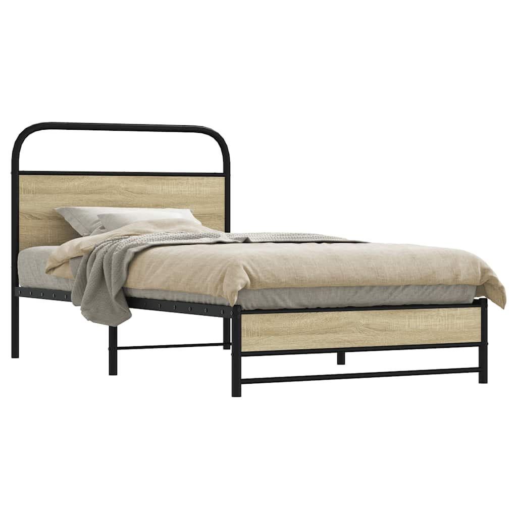 Bed frame without mattress 100x200 cm Sonoma oak wood material