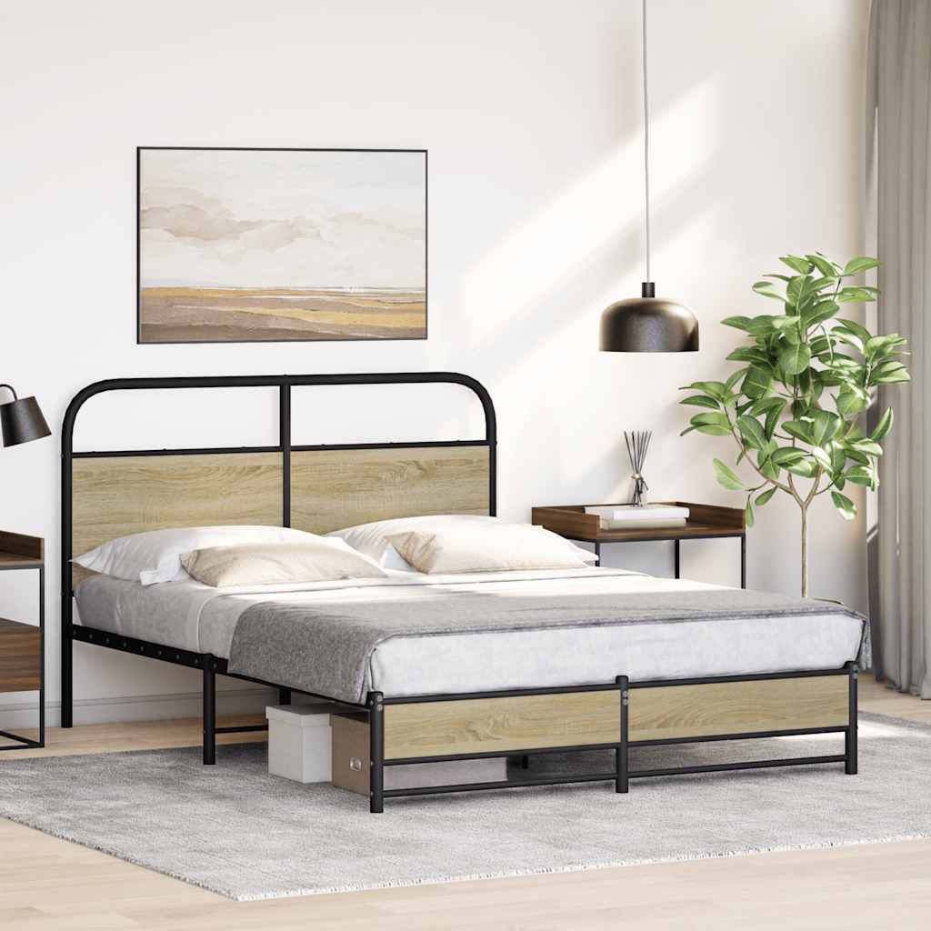 Bed frame without mattress 120x190 cm Sonoma oak wood material