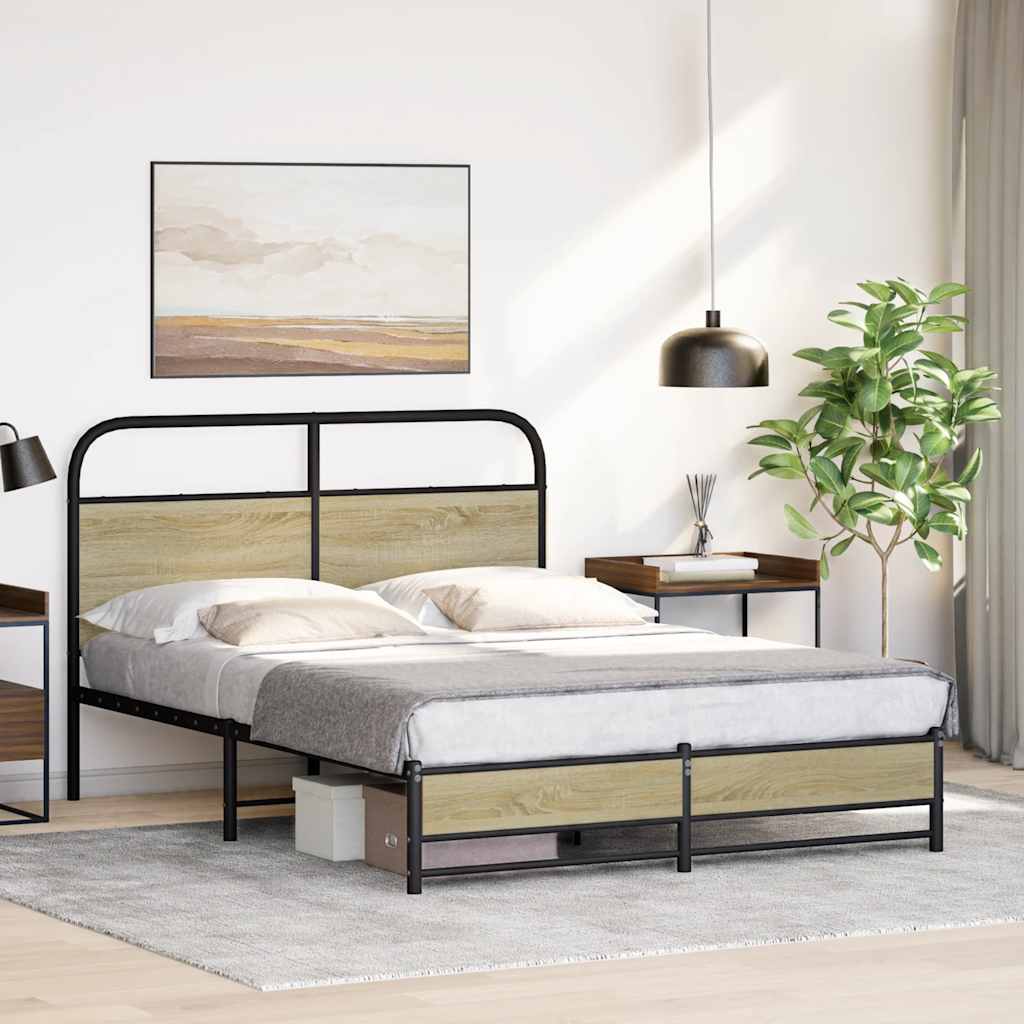 Bed frame without mattress 120x200 cm Sonoma oak wood material