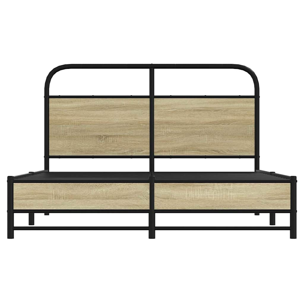 Bed frame without mattress 135x190 cm Sonoma oak wood material