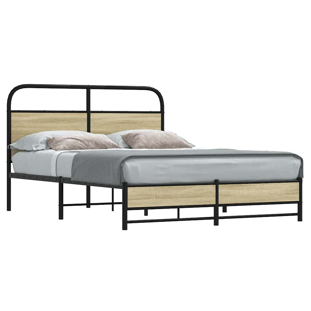 Bed frame without mattress 140x190 cm Sonoma oak wood material