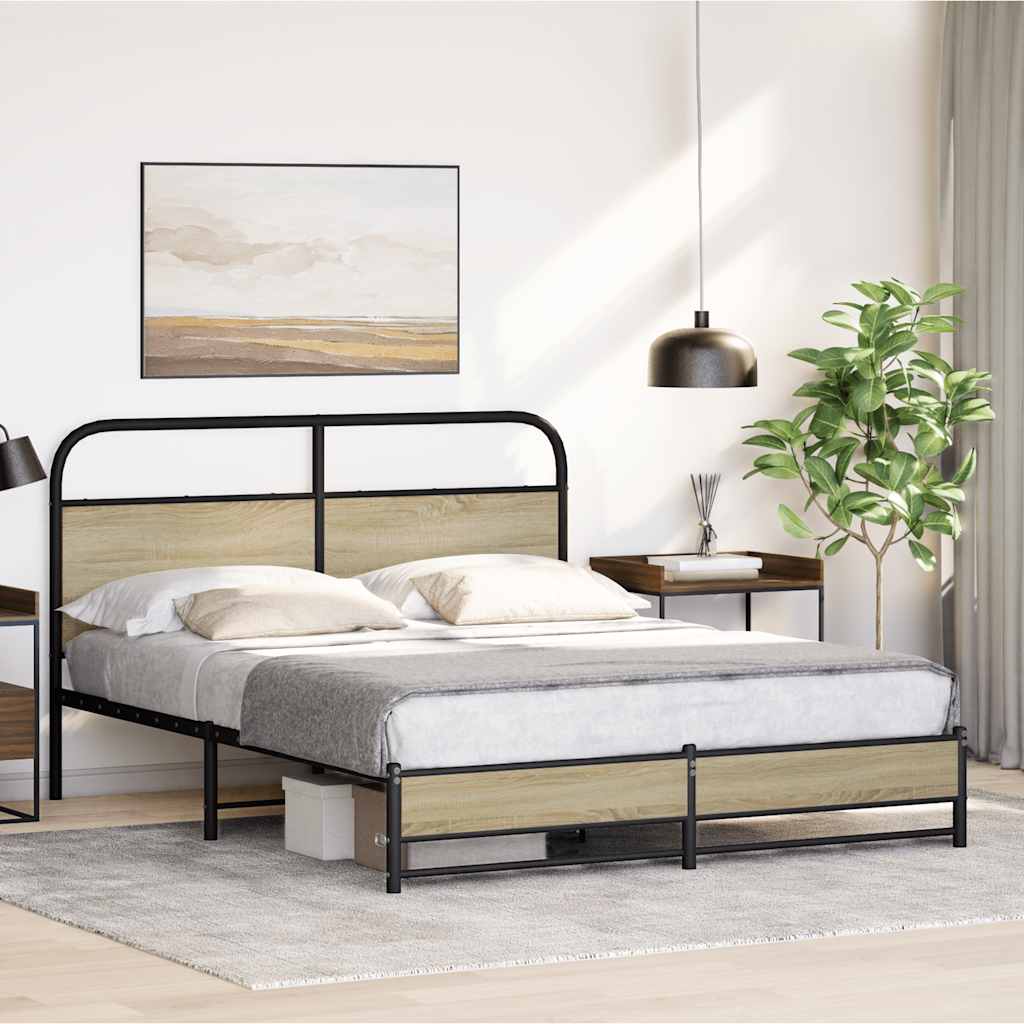 Bed frame without mattress 150x200 cm Sonoma oak wood material