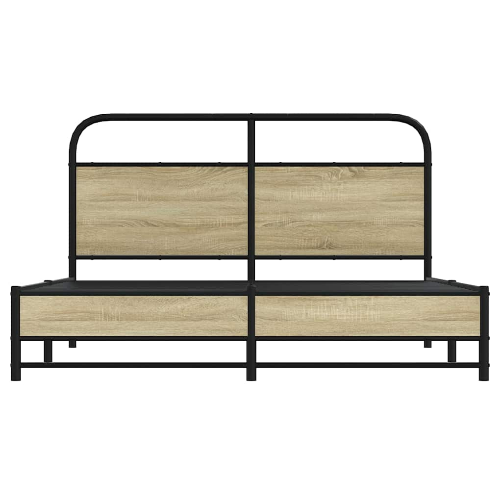 Bed frame without mattress 150x200 cm Sonoma oak wood material