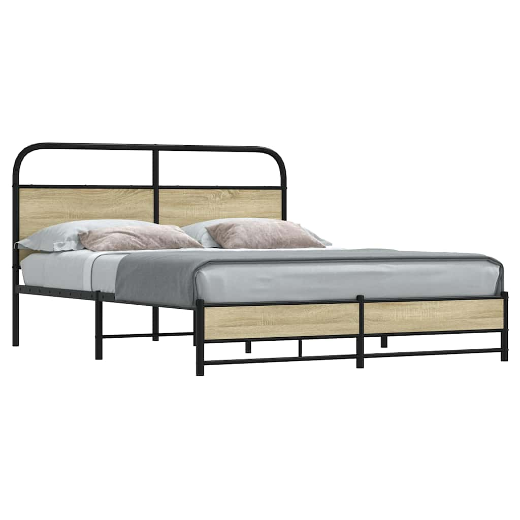 Bed frame without mattress 150x200 cm Sonoma oak wood material