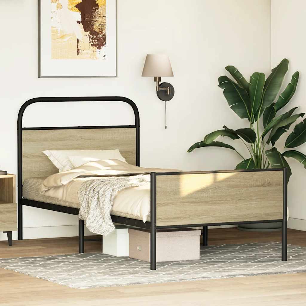 Bed frame without mattress 75x190 cm Sonoma oak wood material