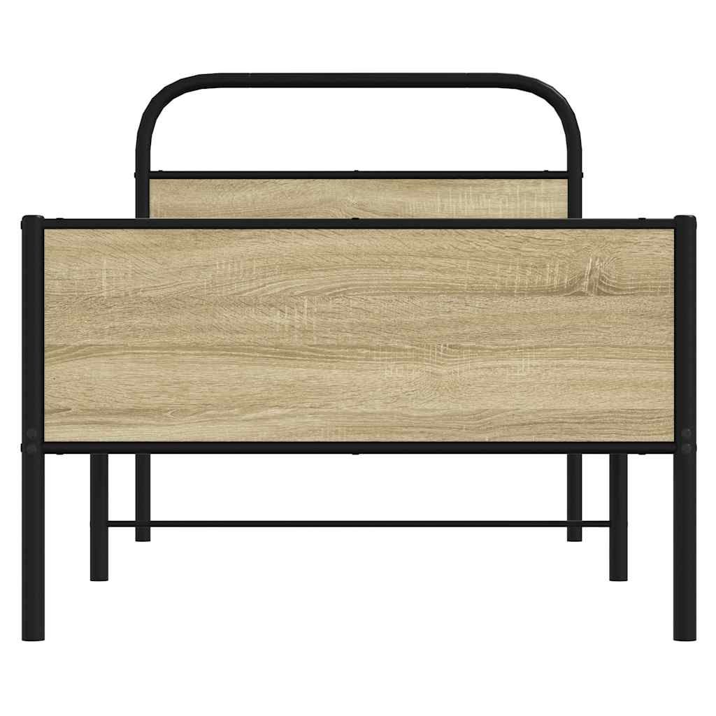 Bed frame without mattress 75x190 cm Sonoma oak wood material