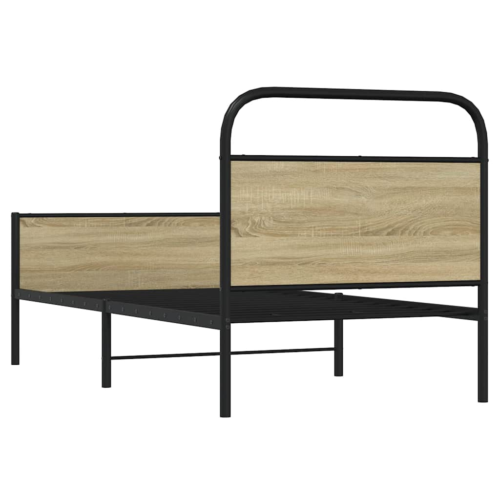 Bed frame without mattress 75x190 cm Sonoma oak wood material