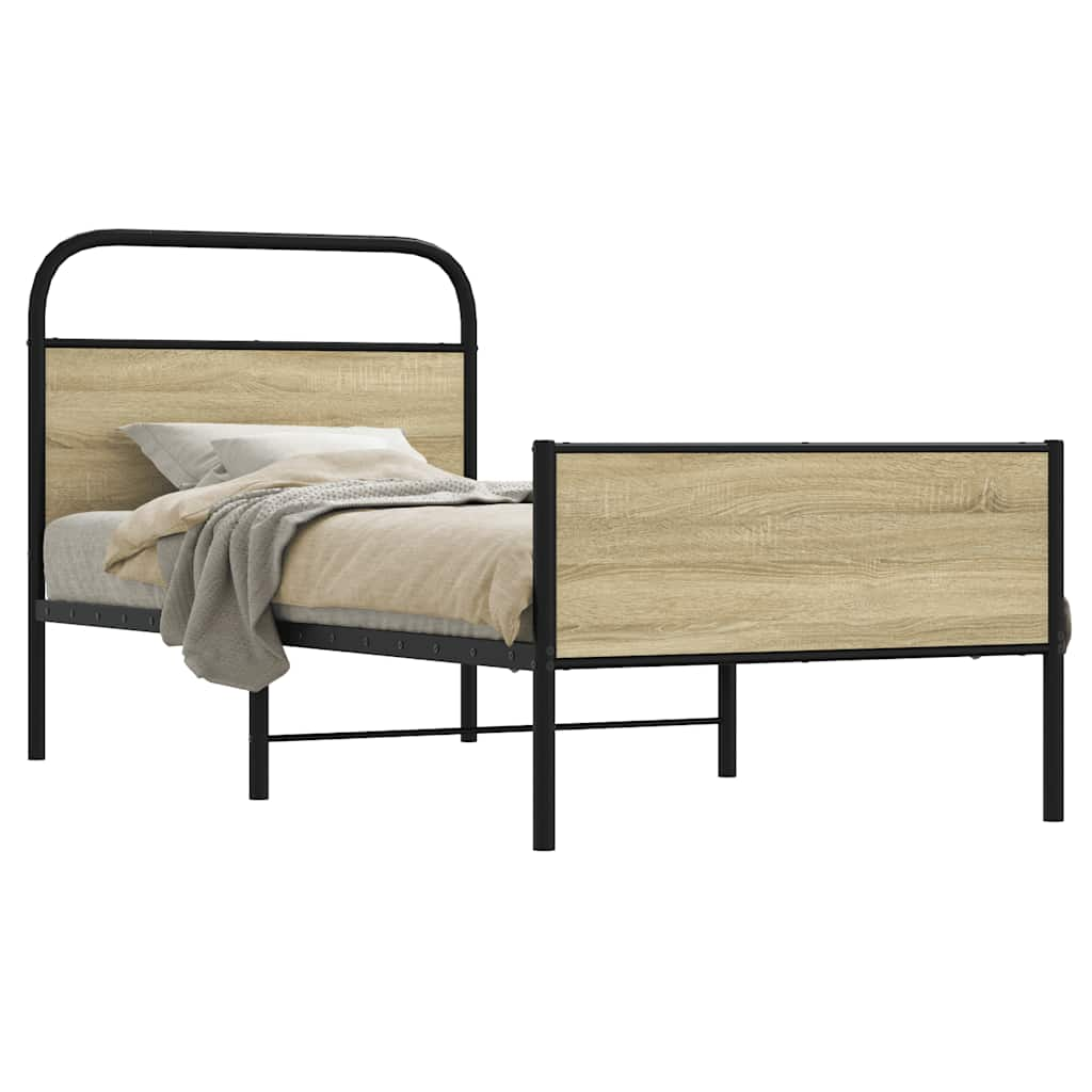 Bed frame without mattress 75x190 cm Sonoma oak wood material