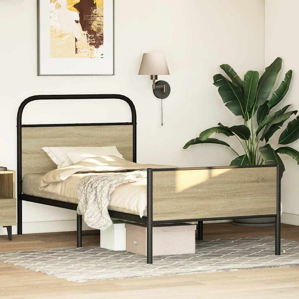 Bed frame without mattress 80x200 cm Sonoma oak wood material