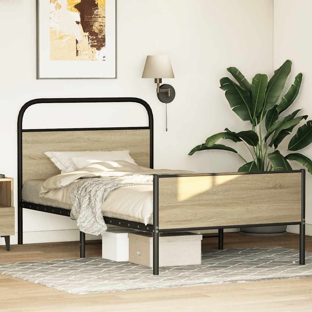 Bed frame without mattress 100x190 cm Sonoma oak wood material