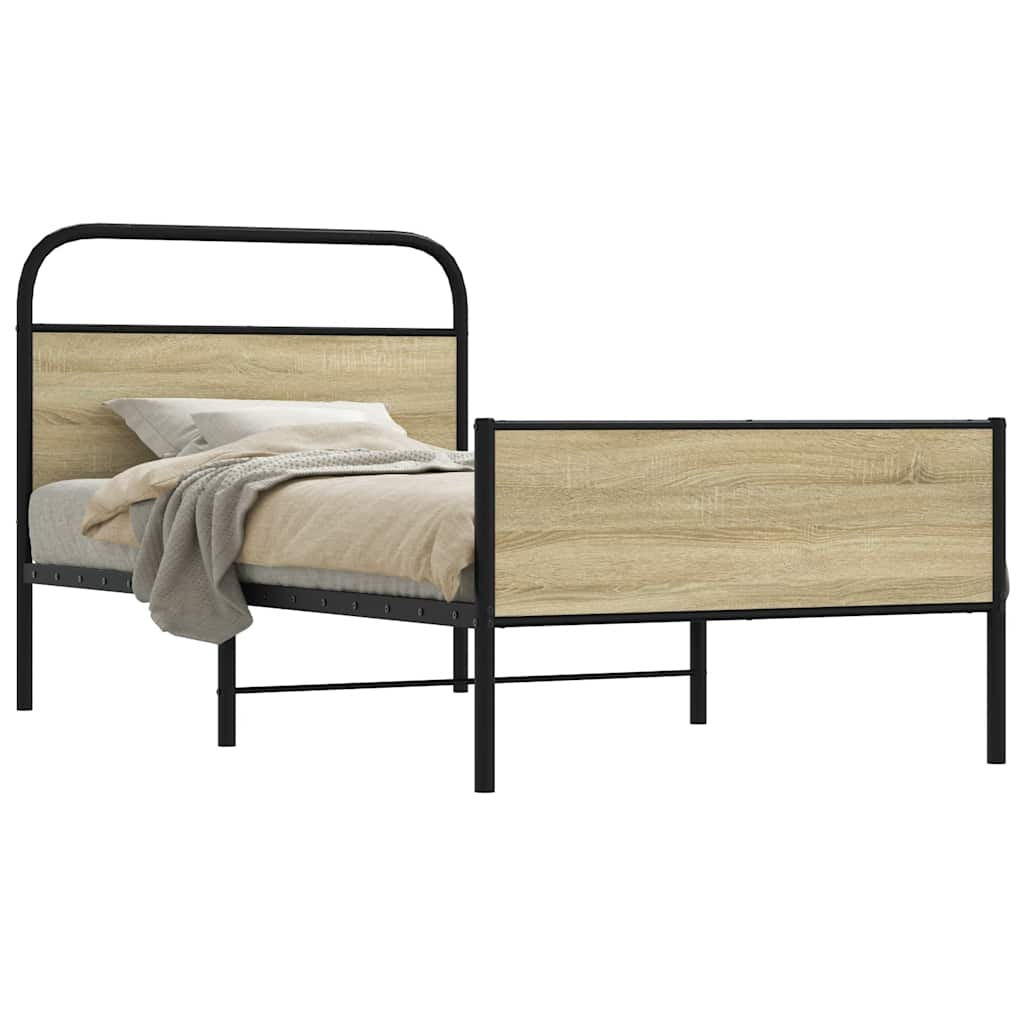 Bed frame without mattress 100x190 cm Sonoma oak wood material