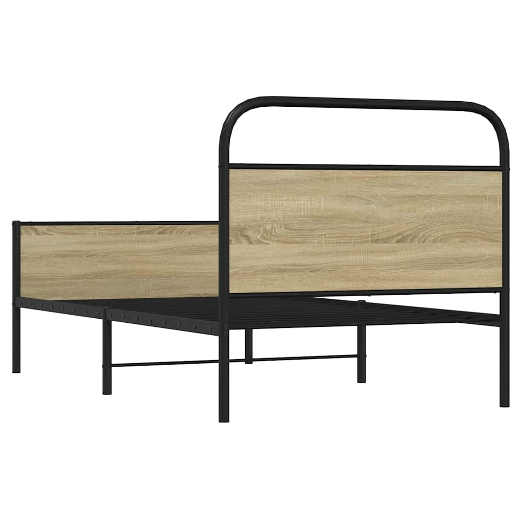 Bed frame without mattress 100x200 cm Sonoma oak wood material