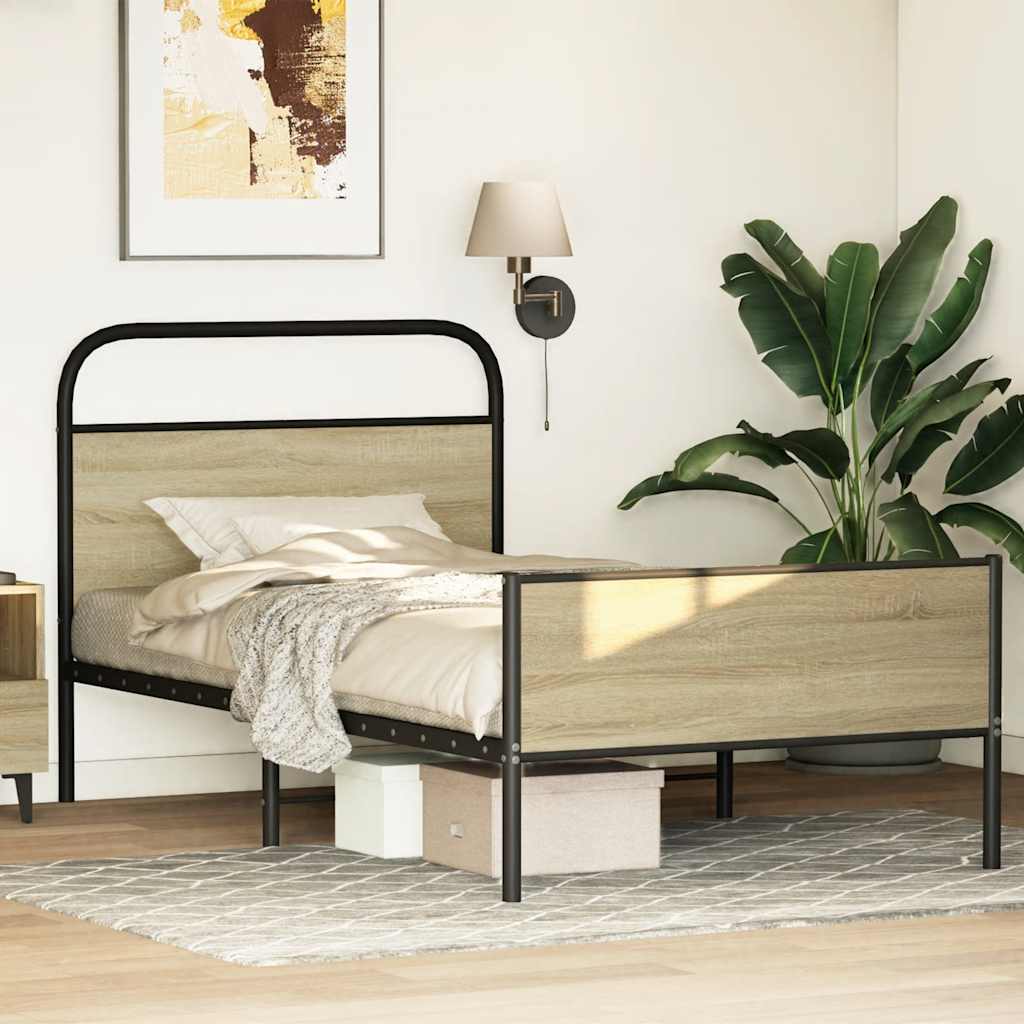 Bed frame without mattress 107x203 cm Sonoma oak wood material