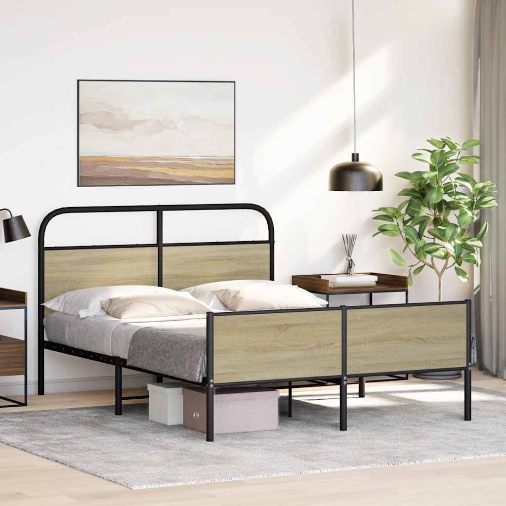 Bed frame without mattress 120x190 cm Sonoma oak wood material