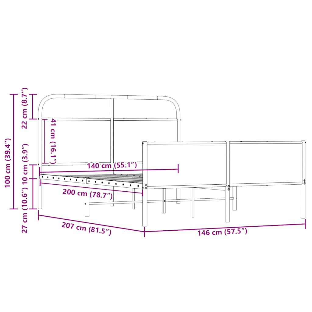 Bettgestell ohne Matratze 140x200 cm Sonoma-Eiche Holzwerkstoff