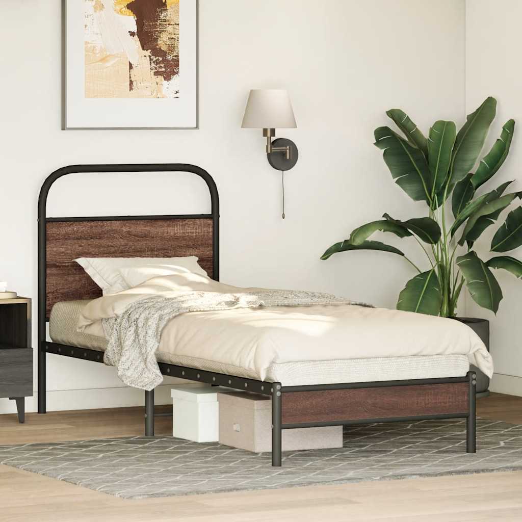 Bed frame without mattress 80x200 cm brown oak look