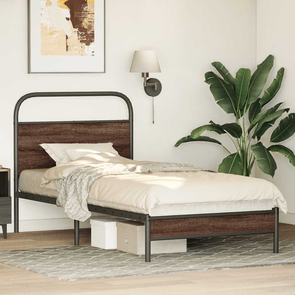 Bed frame without mattress 100x190 cm brown oak look