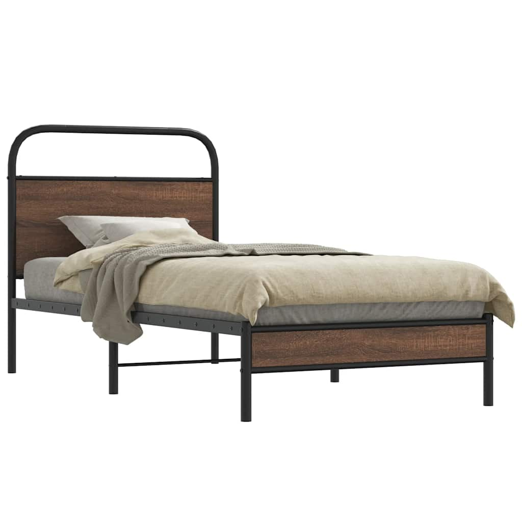 Bed frame without mattress 100x200 cm brown oak look