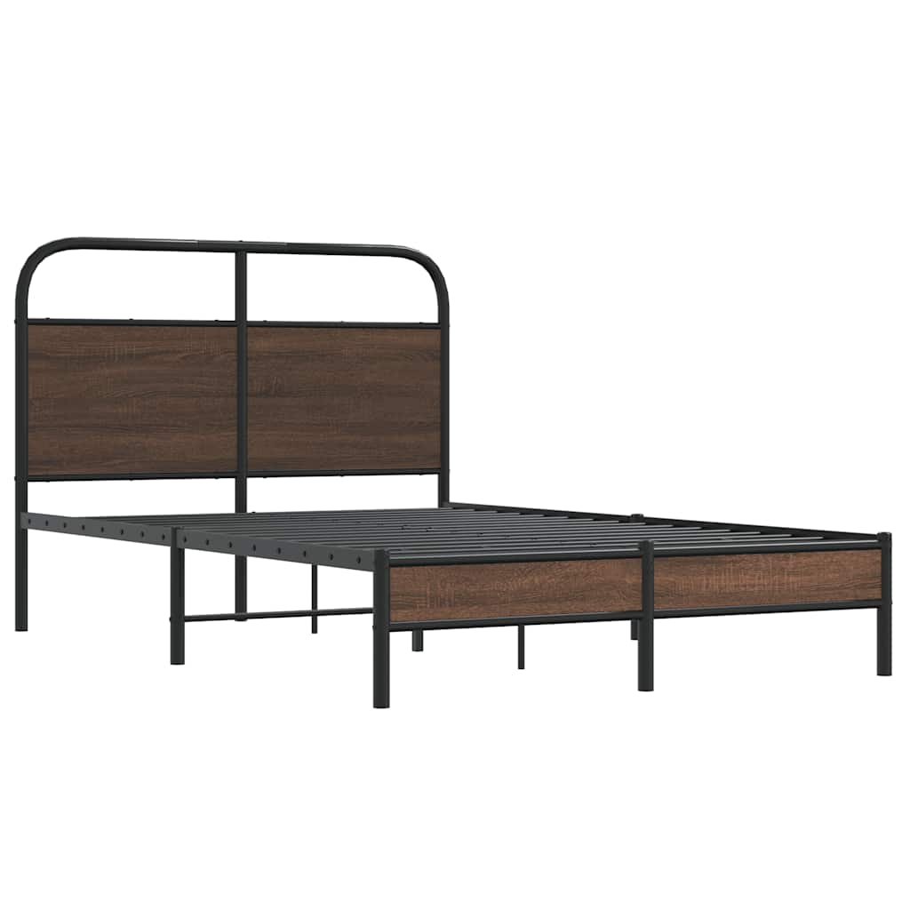 Bed frame without mattress 140x190 cm brown oak look