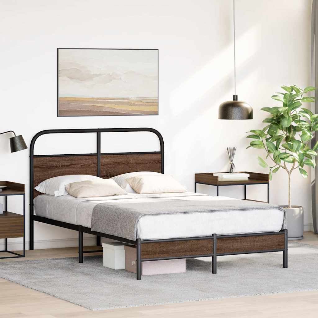 Bed frame without mattress 140x190 cm brown oak look