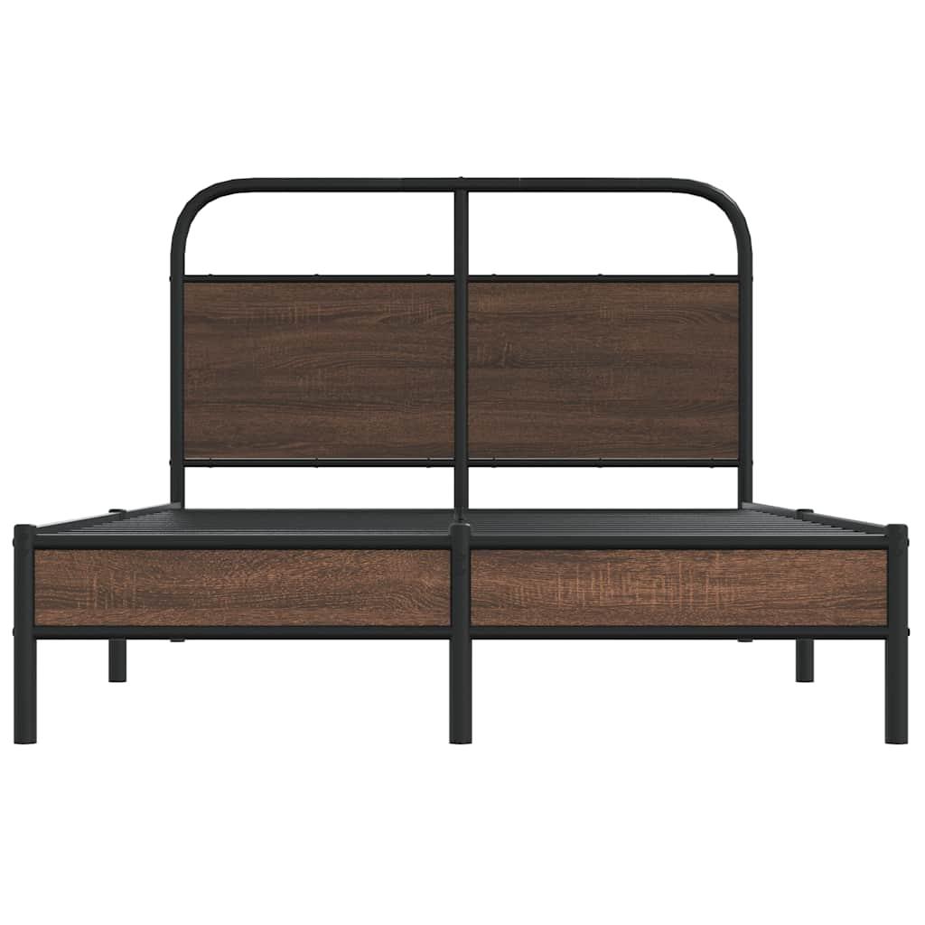 Bed frame without mattress 140x190 cm brown oak look