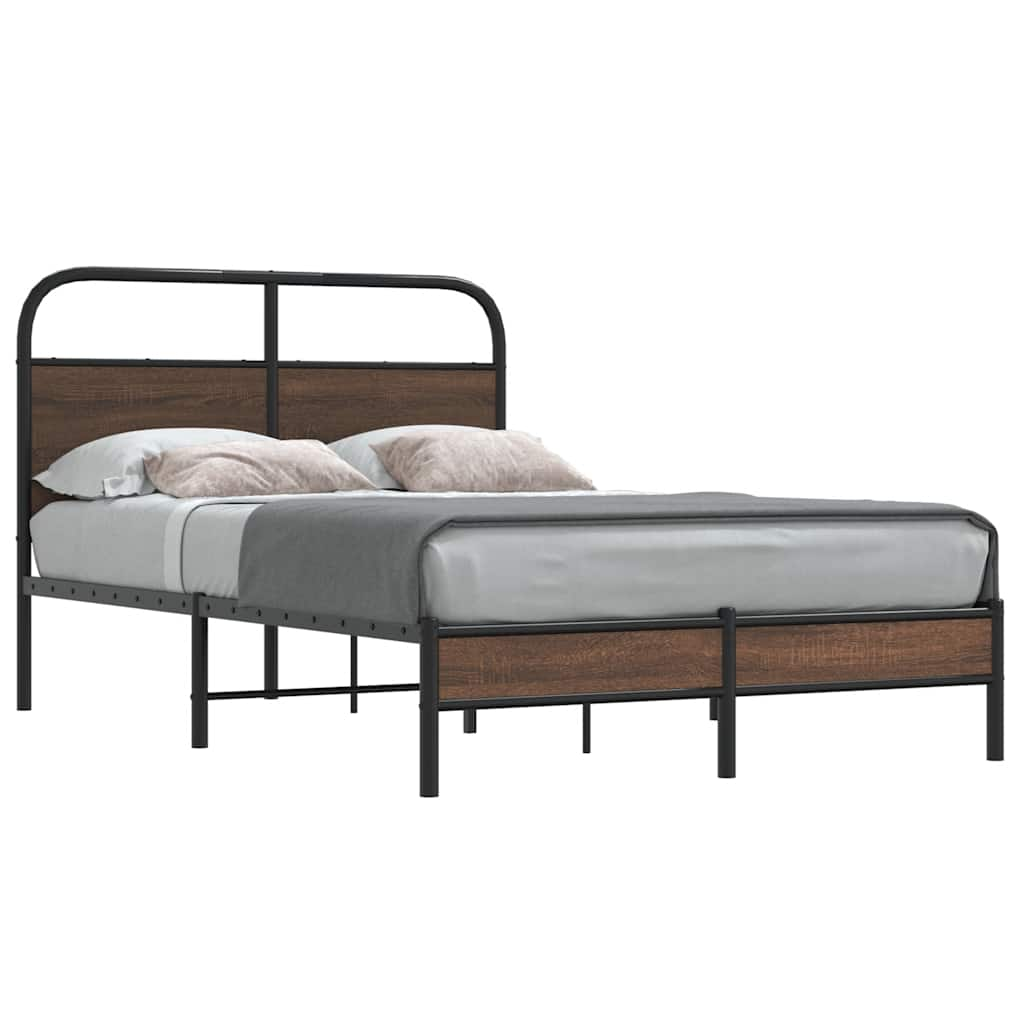 Bed frame without mattress 140x190 cm brown oak look