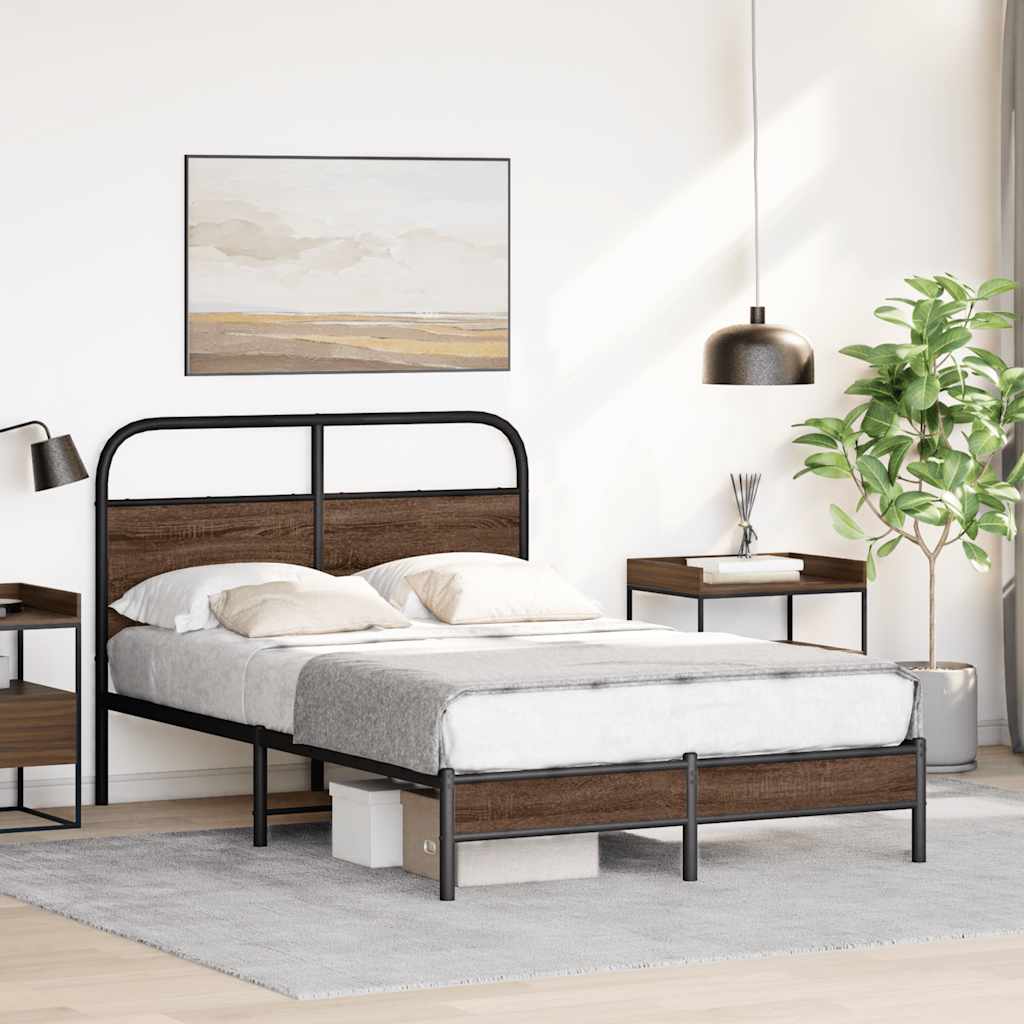 Bed frame without mattress 140x200 cm brown oak look